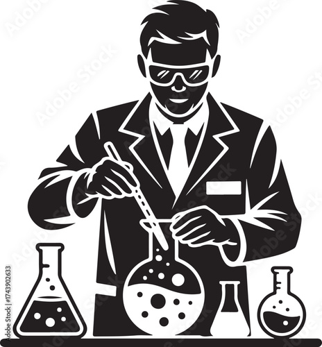 Scientist mixing chemicals in lab for innovative research