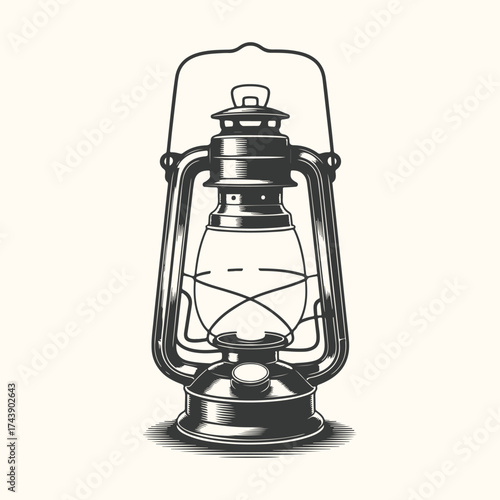 Vector art of vintage kerosene lantern illustration