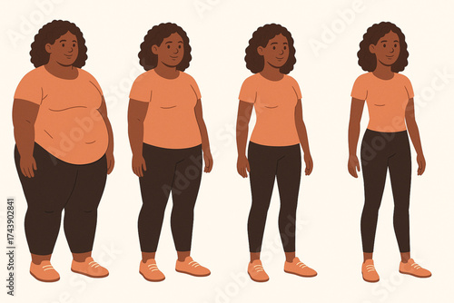 Weight Loss Transformation of a Black-Skinned Woman from Obese to Slim