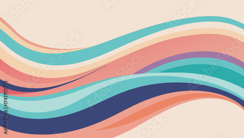 Abstract pastel waves flowing across a light background