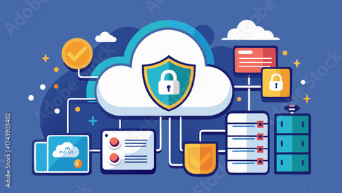 Illustration of a secure cloud network connection