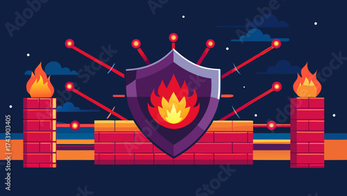 Firewall protection with shield and brick wall design