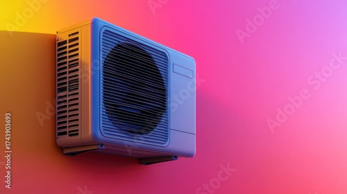 Modern Air Conditioner Unit on Vibrant Wall
