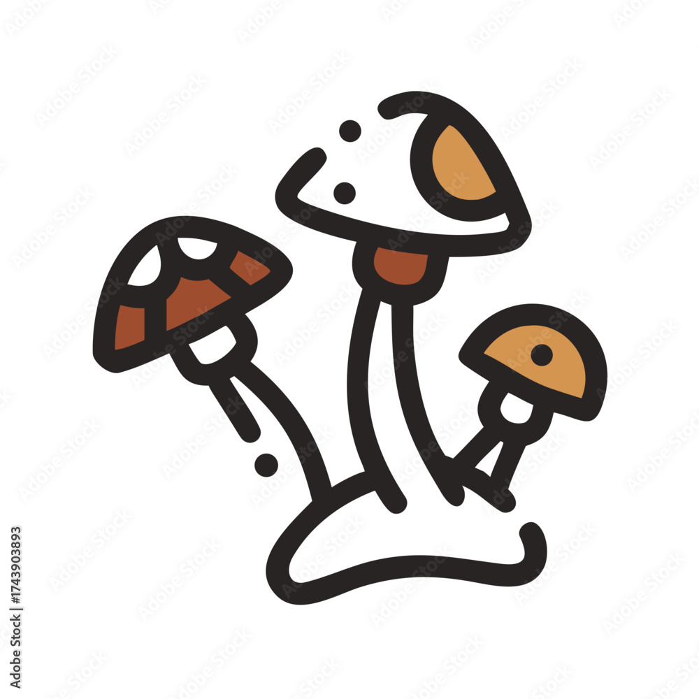 Fototapeta premium Illustration of colorful mushrooms in a playful style 