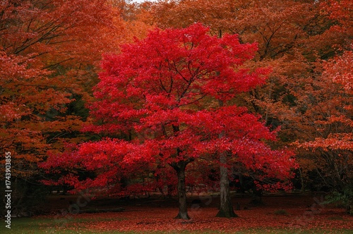 The stunning crimson foliage of fall season