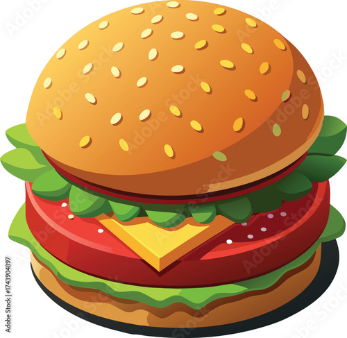 Burger and fries on white background isolated fast food meal