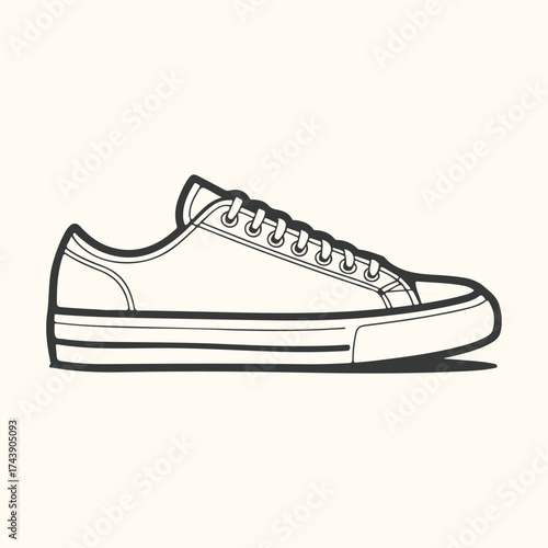 Vector art of classic canvas low top sneaker, a timeless footwear choice for casual wear and everyday style