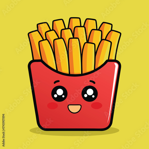 Delicious french fries with ketchup vector illustration
