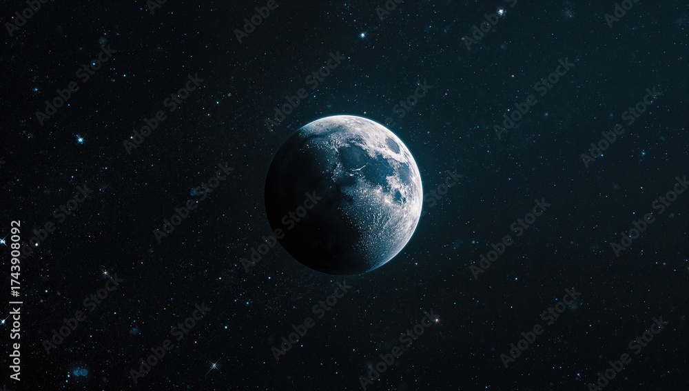Obraz premium The sole natural satellite continuously circling our planet is the Moon, shown here as a backdrop.