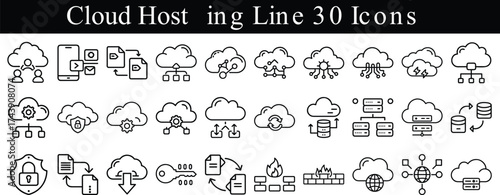 Database line editable icon vector set, on white background.