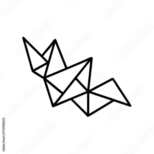 Folded origami cranes in minimalistic black and white design  