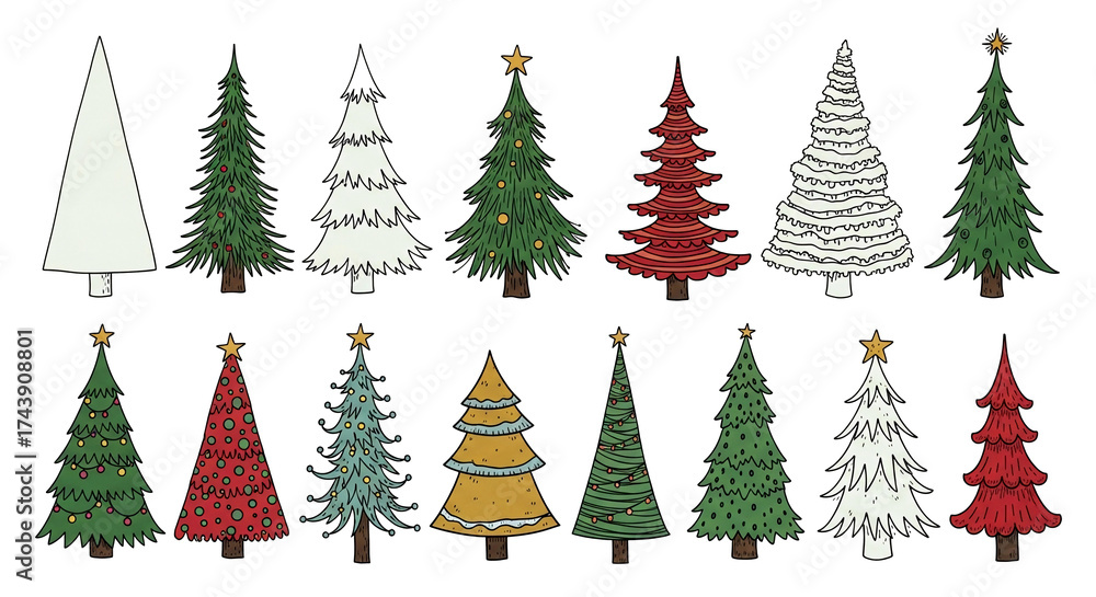 Obraz premium Christmas tree isolated on a white background, set.