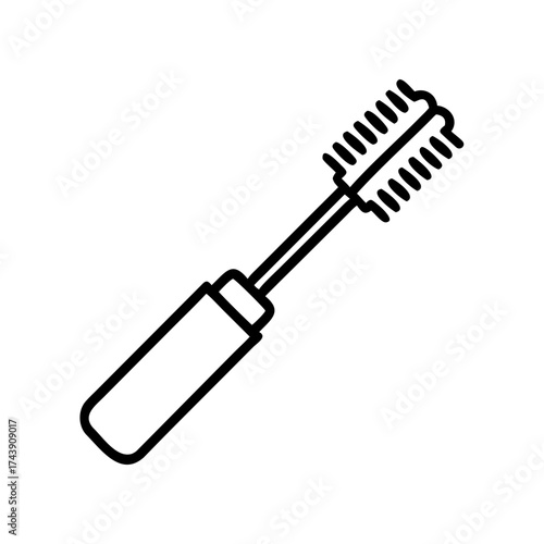 Mascara wand with bristles on a white background  