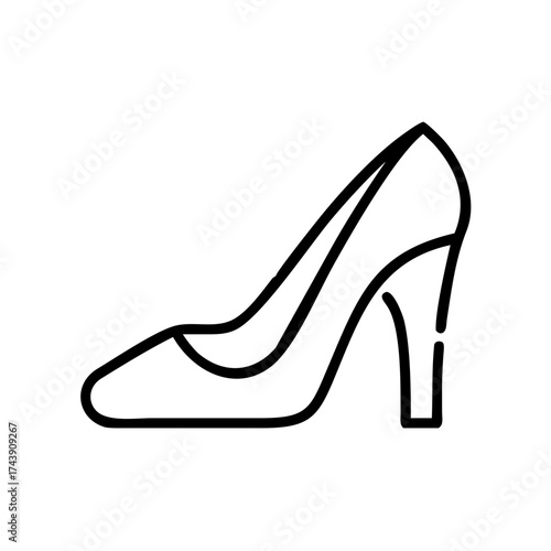 Women's high heel shoe outline in minimalist style  
