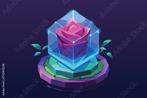 Pink rose and candle in a crystal glass, a symbol of romance and love