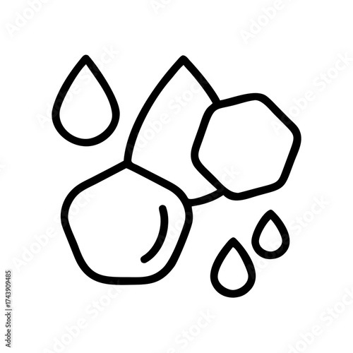 Water droplets on smooth stones in abstract design  