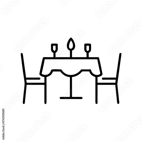 Elegant dining table setup with chairs and candle in minimalist style  