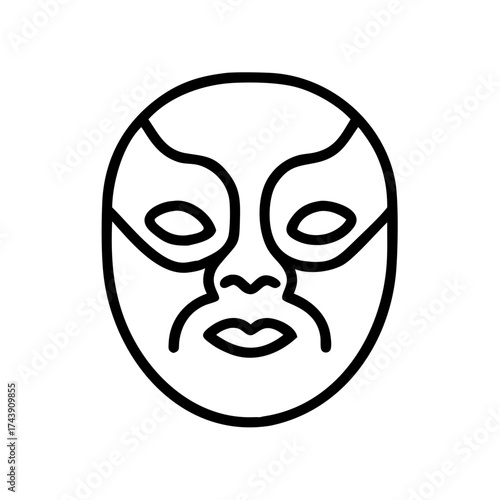 Traditional Chinese opera mask illustration in minimalist style  