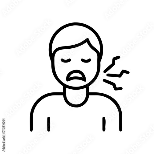 Young man expressing discomfort with sore throat illustration  