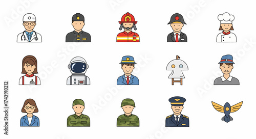 Diverse Collection of Illustrated Professional Avatar Portraits.