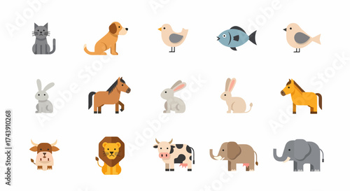 Collection of Diverse Cartoon Animal Illustrations.