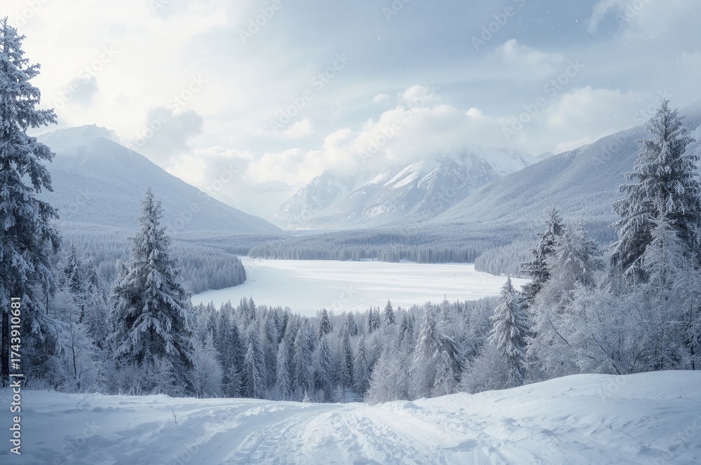 Fototapeta premium Snow-Covered Winter Scene