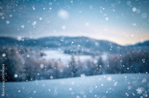 Wallpaper Mural Snowy Winter Scene with Falling Snowflakes Torontodigital.ca