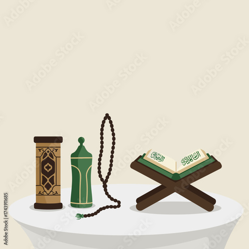 Islamic Religious Objects: Quran, Prayer Beads, and Lanterns