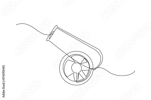 Old canon weapon in continuous one line drawing. Single line art illustration of old canon weapon. Editable vector.