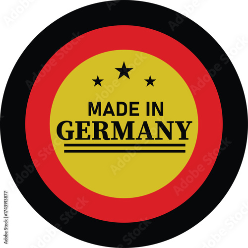 Made in Germany Round Seal Badge with Flag Colors
