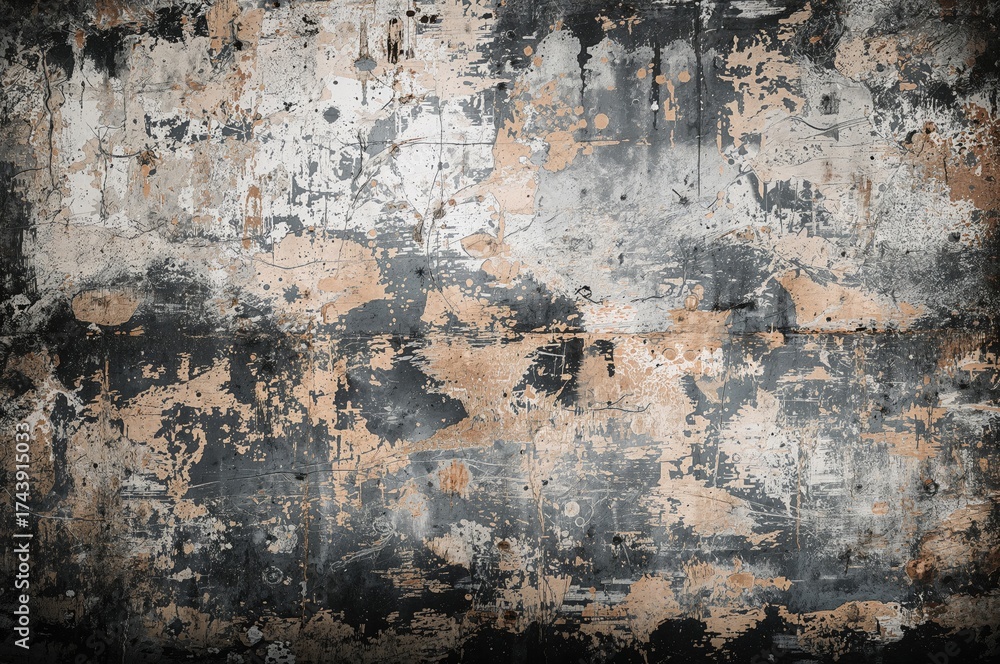 Obraz premium Vintage grunge texture of aged metal sheet with abstract black and white pattern