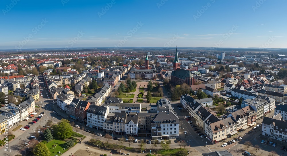 Obraz premium Aerial view of european cityscape