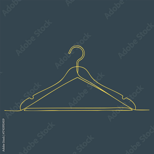 Minimalist Line Drawing of a Single Clothing Hanger on a Dark for Fashion or Retail Design