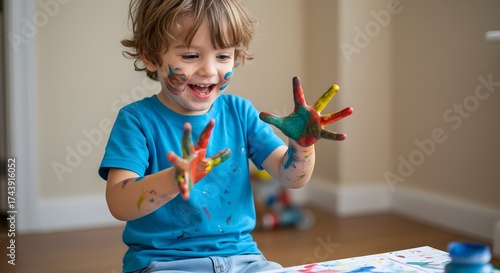 Child playing with paint
