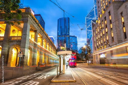 Scenery of the Statue Square, a public pedestrian square in Central, Hong Kong, China.