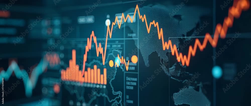 Analyze precise crude oil demand forecast visuals emphasizing predictive analytics market trend data consumption patterns and global supply insights in Photo Stock Concept and empty space on the le
