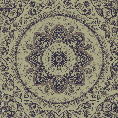 Intricate Floral Mandala Pattern in Earthy Tones with Circular Design