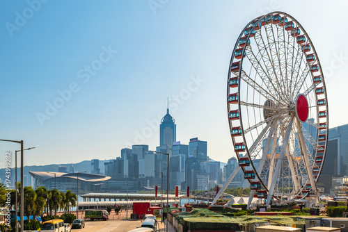 Canvas Print Hong Kong Observation Wheel at the Central Harbourfront, Central, Hong Kong, Chi