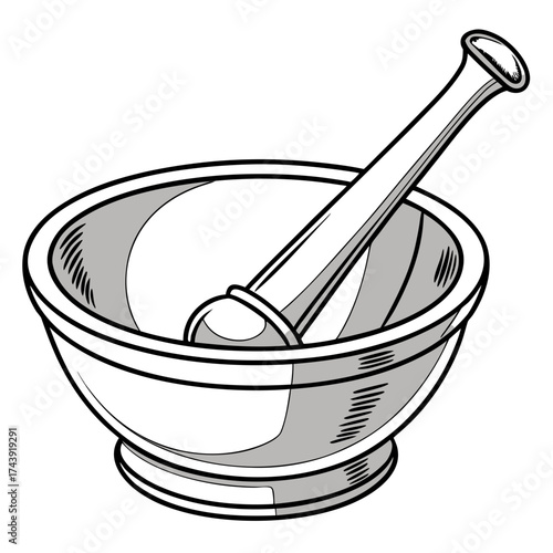Classic stone mortar and pestle a traditional tool for grinding herbs spices and ingredients in a kitchen or laboratory