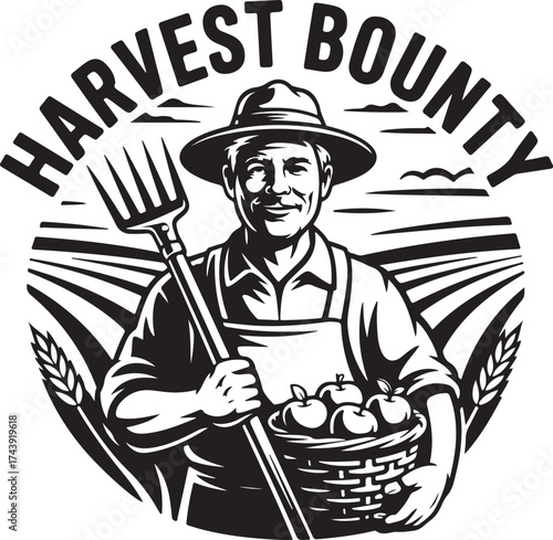Cheerful farmer ready for harvest season bounty