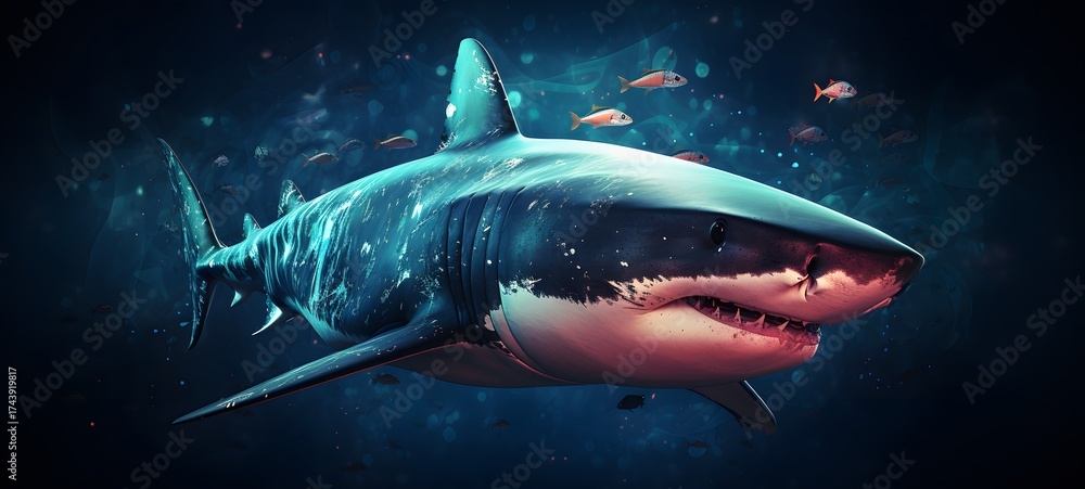 Fototapeta premium Pointillist grunge design of shark with abstract dotted pattern ,generative AI