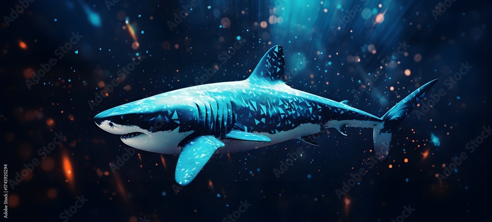 Fototapeta premium Pointillist grunge design of shark with abstract dotted pattern ,generative AI
