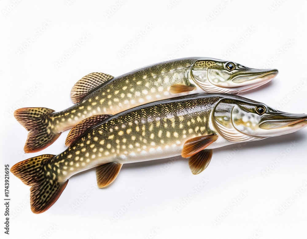 Naklejka premium fresh caught northern pike isolated on a white background