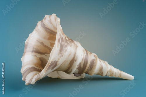 Beautiful and uncommon marine shell known as trumpet triton (Charonia tritonis)