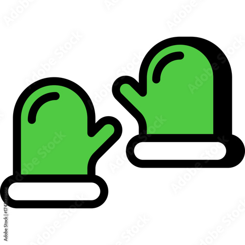 Green winter mittens icon