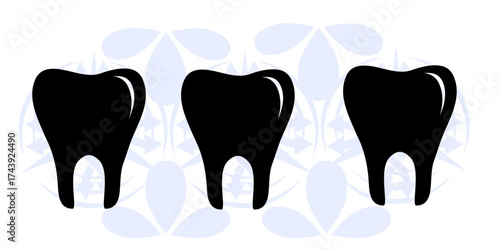 Tooth icon on blue background simple dental vector illustration