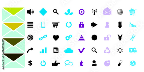 Colorful vector alphabet and number icons for web and communication design