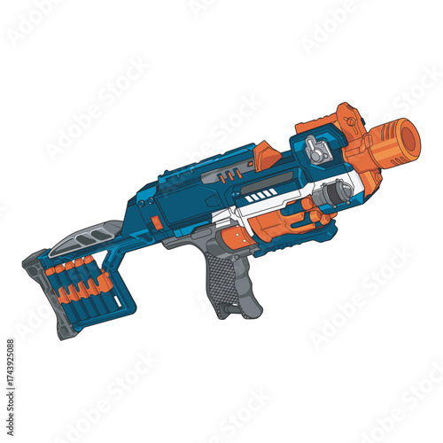 Cartoon Vector Nerf gun Handgun Weapon Toys Illustration 8
