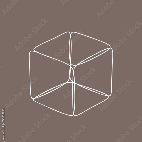 Minimalist line drawing of a geometric cube with a neutral emphasizing simplicity and modern design