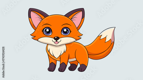 Cute cartoon fox with vibrant orange fur and happy expression